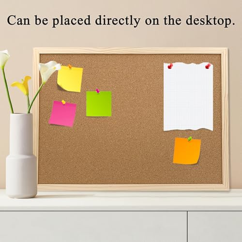 2 Pack Cork Bulletin Boards 15.7x11.8 inches with Oak Frame for Office Home School