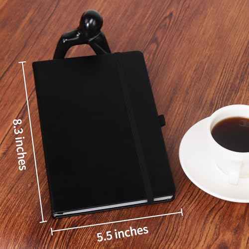Black A5 Liend Journal Notebook, 7mm College Ruled Notepad, Journaling for Writing, Work, School, Travel and Note Taking, Hardcover 224 Pages (112 Sheets) 5.5 x 8.3 inches (8 Pack)