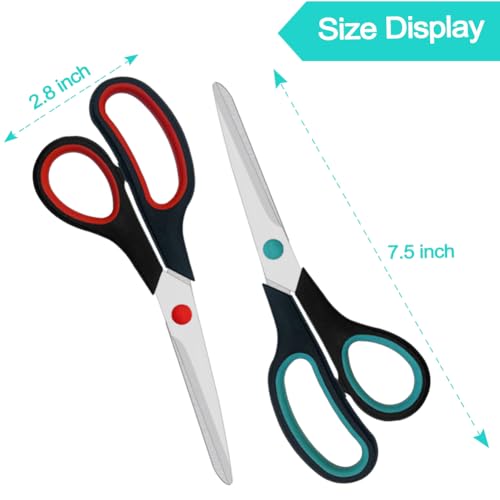 Aksiko 7.5 Inch Multipurpose Scissors Pack of 2 for Office, School, Crafts & Home