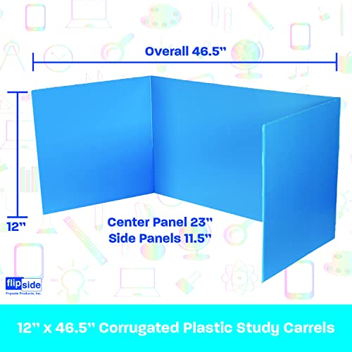 Flipside Products 12¡±x 46.5¡± Blue Plastic Study Carrel, Privacy Boards, Premium Corrugated Plastic, Student Privacy and Focus Booth for The Classroom, Desk Divider, Made in USA - 12 Pack