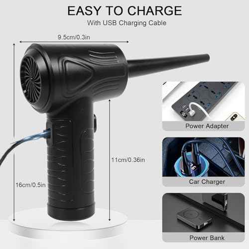 Compressed Air Duster - Portable Electric Air Duster Keyboard Cleaner, 3 Speeds to 100000RPM with LED Light, 7600mAh Rechargeable Battery, Cordless Air Blower for Electronic,Office,Home Cleaning