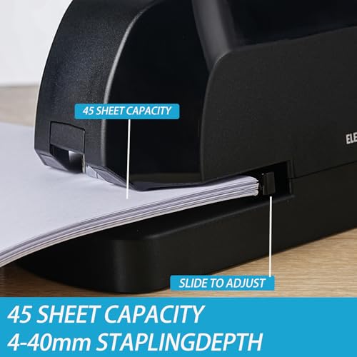LKTOBS Heavy Duty Electric Stapler, 45-Sheet Capacity, Includes 1500 Staples & Remover, Black (AC Adapter Powered)