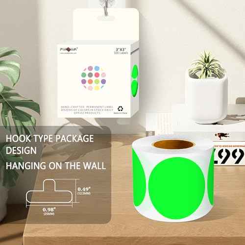 PARLAIM 3" Diameter Round Fluorescent Green Color Coding Sticker, 4 Rolls 2000PCS Circle Dot Label,Permanent for Inventory Box Labeling
