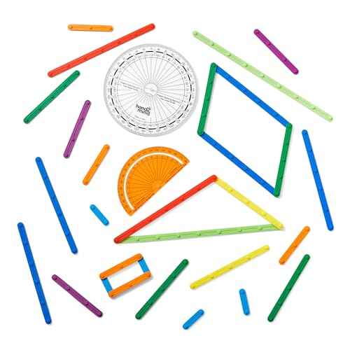 hand2mind AngLegs Starter Set with 2 Protractors, Geometry Manipulatives, Geometric Shapes for Classroom, Montessori Math Materials, Math Teaching Tools, 4th Grade Math Manipulatives for Kids