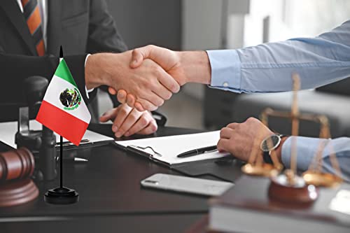 Tibijoy 12 Pack Mini Mexico Flag Set - Desktop Decorative Flags with 13" Pole