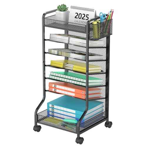 samstar Rolling File Cart,Under Desk Organizer, File Organizer beside Desk, Binder Paper Letter Storage with Wheels,for Office Supplies & Classroom Organization