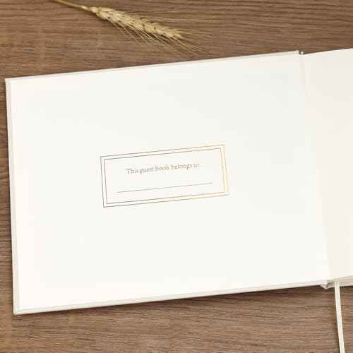 Elegant Wedding Guest Book for Wedding Reception, Beautiful Guestbook for Baby Shower Decor, 100 Blank Pages for Sign in, Polaroid Pictures and Photos, Linen Cover (2025, Beige)