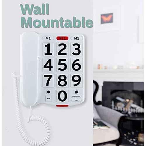 Home Intuition Big Button Corded Phone for Hearing and Visually Impaired Telephone for Seniors with Extra Loud Ringer