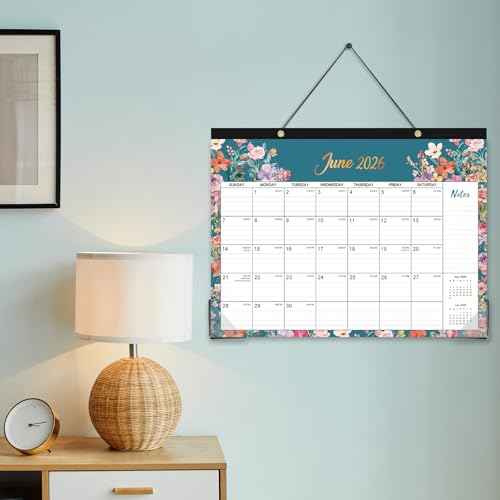 2026 Desk Calendar - Desk Calendar 2026, Jan 2026 - Dec 2026, 12 Months Calendar 2026, 17" x 12", Desktop/Wall Monthly Calendar for Home School, or Office - Floral Pattern