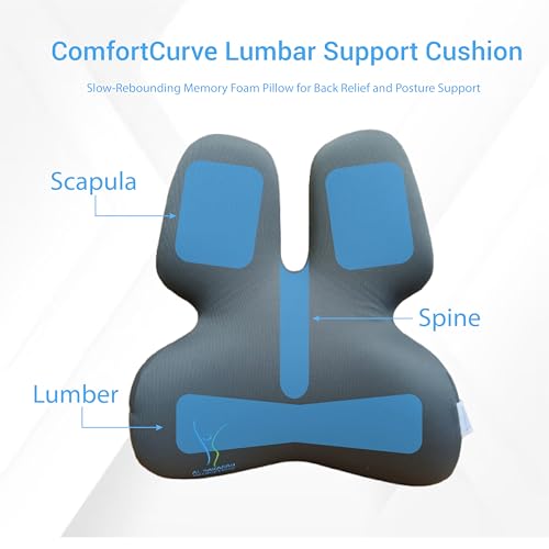 Orthopedics Comfort Curve Lumbar Support Cushion ? Ergonomic 4D Design, Memory Foam Lower Back Pillow for Office Chair, Car Seat, Sofa, Bed ? Relieves Back Pain and Improves Posture