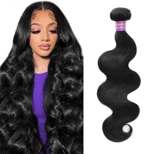 12A Body Wave Bundles Human Hair 16 Inch 100% Unprocessed Brazilian Virgin Quick Weave Human Hair Extensions Real Human Hair for Women