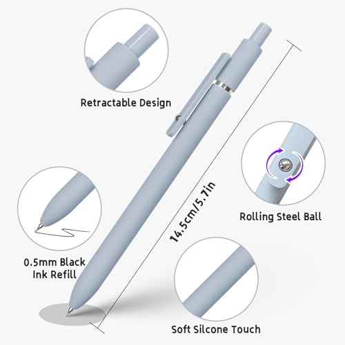 Gel Pens, 5 Pcs 0.5mm Black Ink Pens Fine Point Smooth Writing Pens, High-End Series Pens for Journaling Note Taking, Cute Office School Supplies Gifts for Women Men (Morandi)