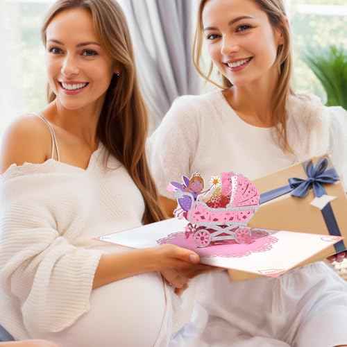 New Baby Pop Up Card for Girls, Welcome New Baby Cards, for Baby Shower, Newborn, Congratulations.