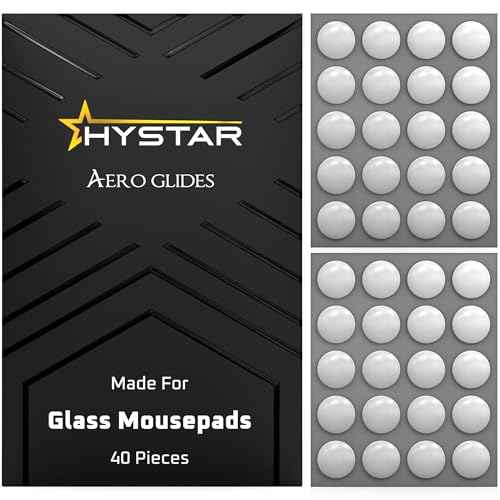 Hystar¢ç Aero Glides | 40 Dot Mouse Skates for Glass Mousepad | High-Density PTFE | Rounded and Polished for Quiet Use