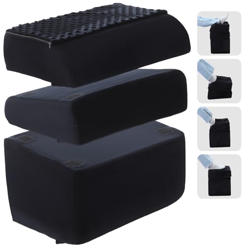 Novabright 3-Height Adjustable Foot Rest with Gel Top & Removable Pocket 17"x11"x17" Black