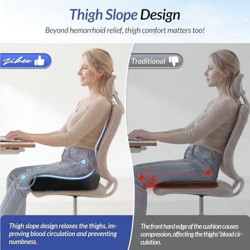 Donut Tailbone Pillow 6-Inch Memory Foam Sedentary Cushion for Sciatica & Postpartum Relief