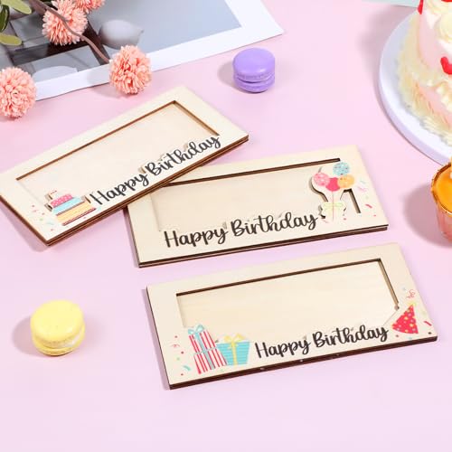 Wooden Birthday Money Box 3-Pack – Colorful Card Gift Holders for Party