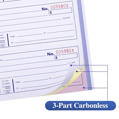 6 Pack Receipt Books with Carbon Copies - Rent Receipt Book
