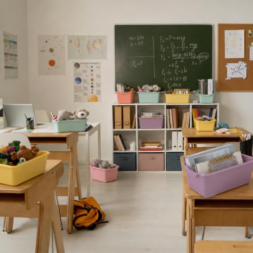 Pastel 24 Pack Plastic Cubby Bins for Classroom & Home Organization