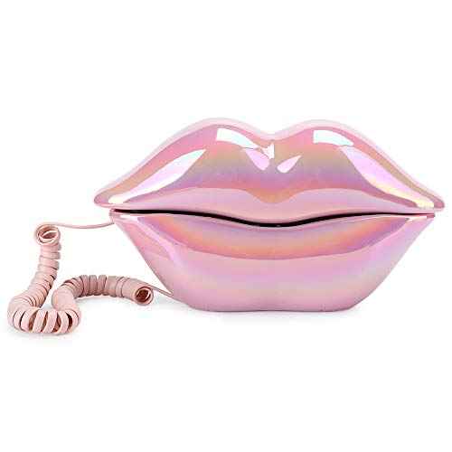 Lip Landline Phone, Electroplating Funny Lip Shape Telephone, Home Desktop Corded Fixed Telephone for Home Office Phones¡¦