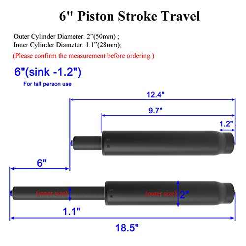 AAGUT Office Chair Cylinder Replacement, 6" Long Stroke Shock Piston Heavy Duty 450lbs Gas Lift Cylinder Fits Most Chairs,Highest End Class 4 Hydraulic Pneumatic Piston, Universal Size