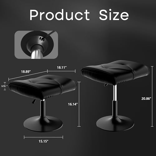 VECELO Black Height-Adjustable Office Foot Rest Under Desk Ottoman