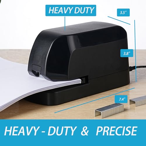 LKTOBS Heavy Duty Electric Stapler, 45-Sheet Capacity, Includes 1500 Staples & Remover, Black (AC Adapter Powered)