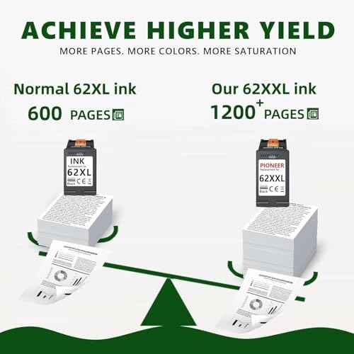 62XXL Black Ink Cartridges Replacement for 62xl Black Ink Cartridge High Yield Compatible with Envy 5540 7640 5640 5660 7644 7645 7643 OfficeJet 5740 8040 5745 (1Black)