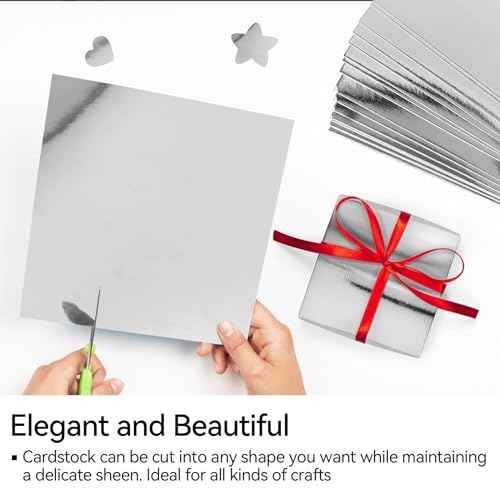 30 Sheets Metallic Silver Cardstock Paper - A4 Size (250gsm), Mirror Finish Silver Foil Board for Crafting, Invitations, and Decorations - Die Cut and Plotter Compatible