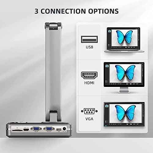 JOYUSING V508 VGA/HDMI/USB 8MP Three Mode Document Camera for Teacher, Auto Focus, LED Light for Real-time Projection, Video Recording, Distance Learning, Works with and Without a Compute