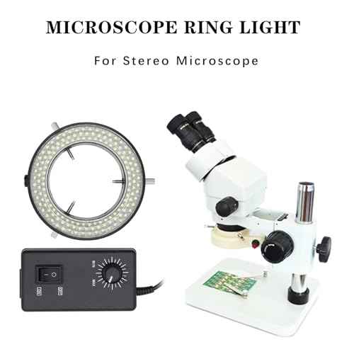 DIYPHONE Microscope 144 LED Ring Light Adjustable Illuminator,Microscope Lamp Source for Industry Stereo Microscope Camera,Black