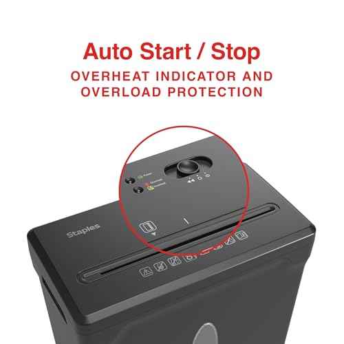 Staples Paper Shredder, 8-Sheet Cross-Cut, Anti-Jam, for Office & Home Use with 3.6 Gallon Bin, Black