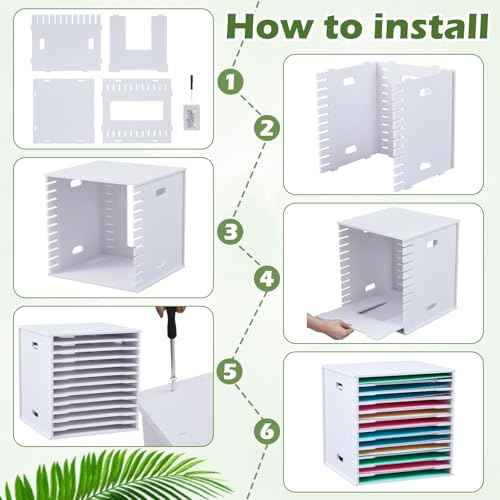 12 Tier Scrapbook Paper Organizer Adjustable Desk Scrapbook Paper Sorter Storage Rack File Organizer Wide Document Holder for Office Desktop (13 x 13. 7 x 14. 5 Inches)