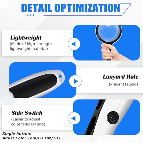 Black 5-Inch Lighted Magnifying Glass with 10X-60X Zoom & LED Illumination