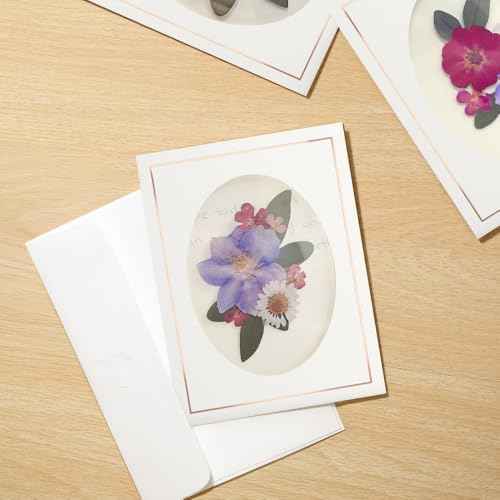 Lovepop Set of 12 Petal Pressed Blank Notecards for Her and Him - 3D Greeting Cards for Boys, Girls, Men, Women - Vibrant Wildflower - 4.5" x 5.9" Card - Envelope Included