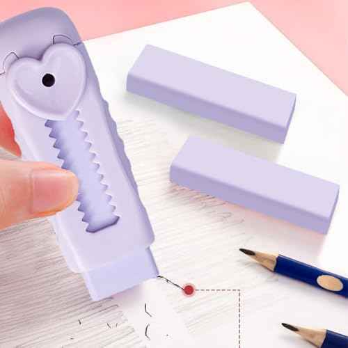 3PCS Push-Pull Eraser Clean No Crumbs Retractable Erasers Purple