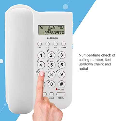Corded Landline Phone, Dual Desktop,Wall Mountable Analog Telephone for Home Office Hotel, DTMF System (Black & White, No Battery Required) (White)