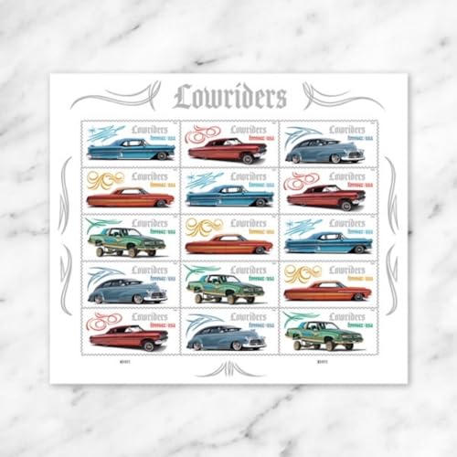 USPS Lowriders Forever Postage Stamps Sheet of 15 - Mexican American Culture