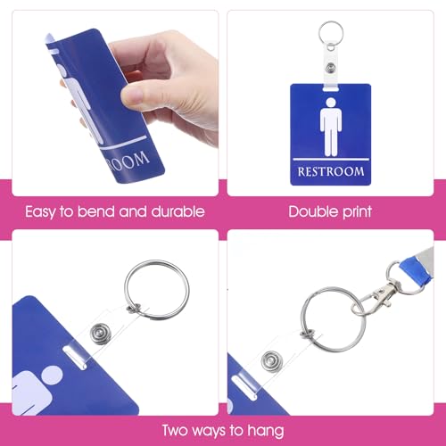 Classroom Bathroom Passes Set with Key Holders & Buckles - 4 Pack