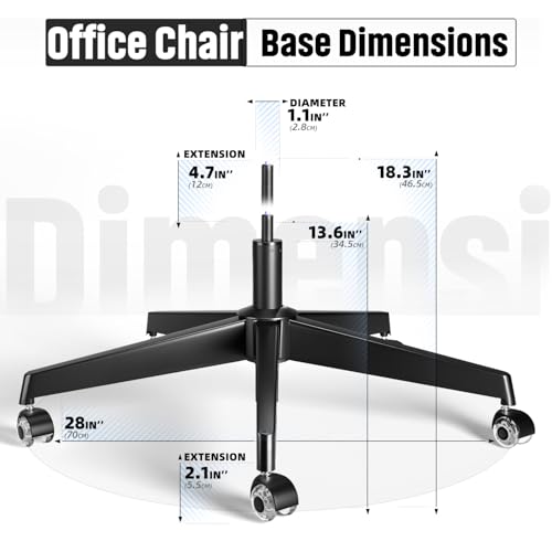 Sytopia Office Chair Base Replacement Bundles, Heavy Duty 2500LBs, Reinforced to Repair Swivel Gaming Chair Bottom Part with 5 Universal Premium Casters and 1 Gas Lift Cylinder(Matte Black)