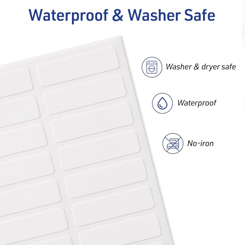 Avery No-Iron Fabric Labels 1/2" x 1-3/4" Waterproof & Washer Safe - 54 Labels