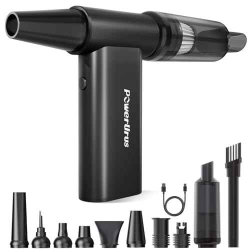 Compressed Air Duster, PowerUrus 200000RPM Electric Air Duster with Brushless Motor, 4-Gear Adjustable Cordless Air Blower, 8000mAh Rechargeable Air Duster for Keyboard, PC, Outdoor and Home Cleaning