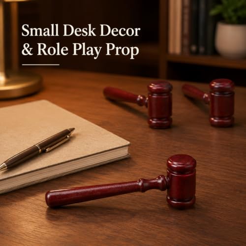 Mini Wooden Gavel Set for Kids Role Play Party Decor Judge Costume Accessory