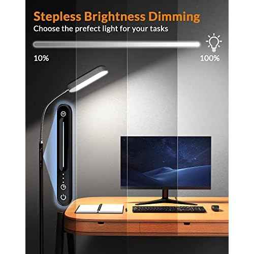 LEPOWER Floor Lamp, Eye-Caring LED Standing Lamp with 5 Color Temperatures, Stepless Dimmer & 3 Timer Function, Bright Adjustable Reading Lamp for Living Room, Office, Bedroom