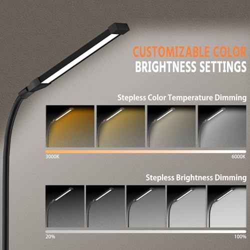 Led Floor Lamp with Remote, Adjustable Standing Lamp for Eyelash Extensions, Office Brightness Lamp Tattoo Light Eye Caring Reading Bedroom Lamp Makeup Light