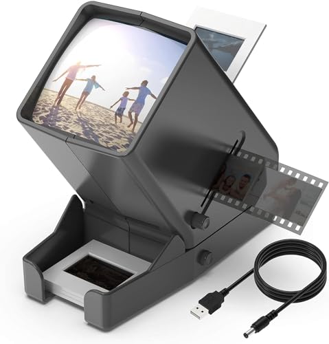 DIGITNOW 35mm Slide and Film Viewer with 3X Magnification, LED Light, USB & Battery Power