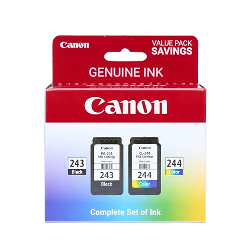 Canon PG-243 / CL-244 Ink Value Pack Black & Color 2 Cartridges for Home & Office