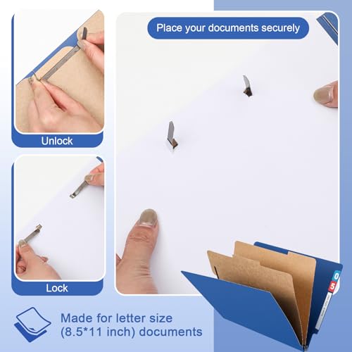 24 Pcs Classification Folders Letter Size, 2 Dividers Pressboard File Folder Bulk with Fasteners, Expanding File Organizer for Teachers, Clergy, Office, Church Christmas Donations(Dark Blue)