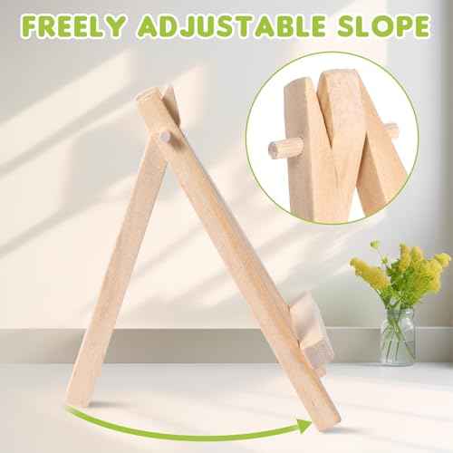 100 Pcs Mini Wood Display Easel Stands 5 Inch Small Wooden Canvas Easels A-Shaped Tripod Small Easels Arts Crafts Easels for Small Canvas Holder, Crafts, Signs, Photos, DIY Crafts, Home Decoration