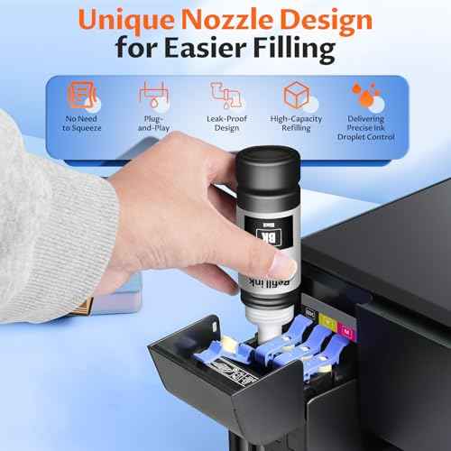 502 Ink Refill Bottles for 502 Ink for ET 2850 ET 3850 ET 4850 ET15000 ET-4760 ET-2700 2980 ET-7700 ST-2000 3000 4000 ST-C2100 4100 Printer, 4 Pack(1BK+1C+1M+1Y)